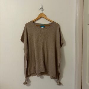 Islefield Taupe Cashmere Poncho with Tassels | One Size